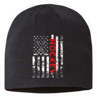 American Flag Hockey USA Patriotic Gift Sustainable Beanie