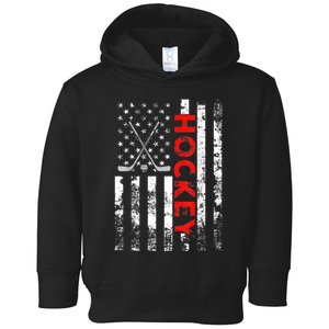 American Flag Hockey USA Patriotic Gift Toddler Hoodie