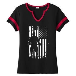 American Flag Hockey - Hockey Ladies Halftime Notch Neck Tee