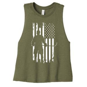 American Flag Hockey - Hockey Women's Racerback Cropped Tank