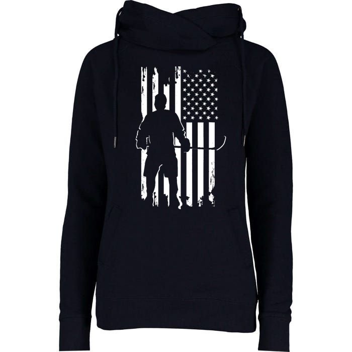 American Flag Hockey - Hockey Womens Funnel Neck Pullover Hood