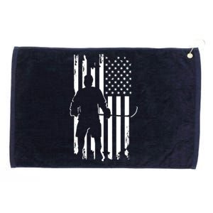 American Flag Hockey - Hockey Grommeted Golf Towel