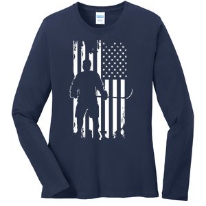 American Flag Hockey - Hockey Ladies Long Sleeve Shirt