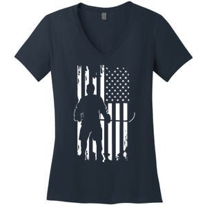 American Flag Hockey - Hockey Women's V-Neck T-Shirt