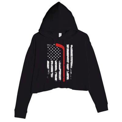 American Flag Hockey USA Patriotic Hockey Player Boy Crop Fleece Hoodie