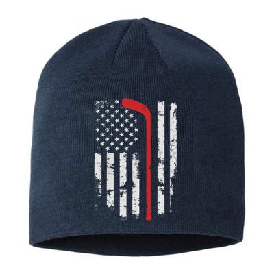 American Flag Hockey USA Patriotic Hockey Player Boy Sustainable Beanie