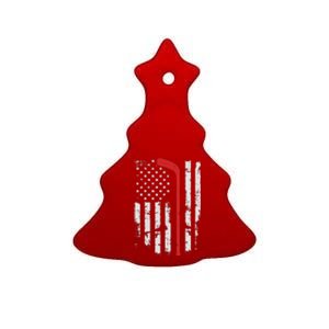 American Flag Hockey USA Patriotic Hockey Player Boy Ceramic Tree Ornament