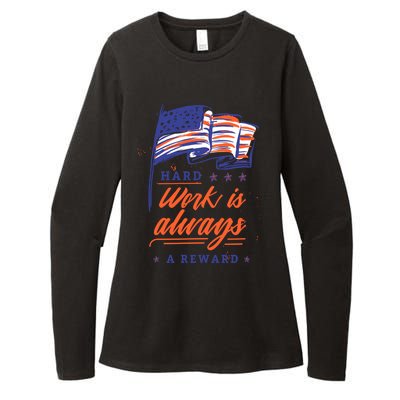 American Flag Hard Work Is Always Reward Labor Day Usa Gift Womens CVC Long Sleeve Shirt