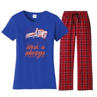 American Flag Hard Work Is Always Reward Labor Day Usa Gift Women's Flannel Pajama Set