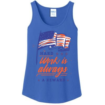 American Flag Hard Work Is Always Reward Labor Day Usa Gift Ladies Essential Tank