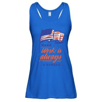 American Flag Hard Work Is Always Reward Labor Day Usa Gift Ladies Essential Flowy Tank