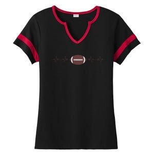 American Football Heartbeat Ladies Halftime Notch Neck Tee