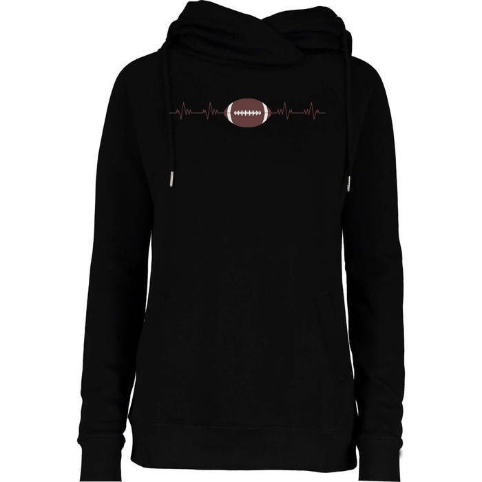 American Football Heartbeat Womens Funnel Neck Pullover Hood