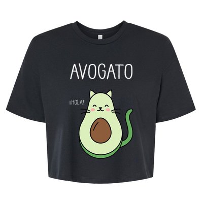 Avogato Funny Hola Retro Cat Avocado Cinco De Mayo Bella+Canvas Jersey Crop Tee