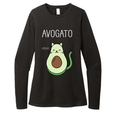 Avogato Funny Hola Retro Cat Avocado Cinco De Mayo Womens CVC Long Sleeve Shirt