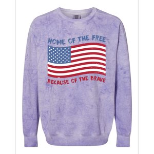 American Flag Home Of The Free Because Of The Brave Cute Gift Colorblast Crewneck Sweatshirt