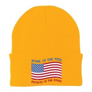 American Flag Home Of The Free Because Of The Brave Cute Gift Knit Cap Winter Beanie