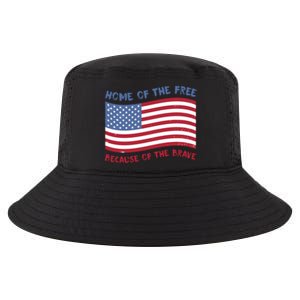 American Flag Home Of The Free Because Of The Brave Cute Gift Cool Comfort Performance Bucket Hat