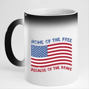 American Flag Home Of The Free Because Of The Brave Cute Gift 11oz Black Color Changing Mug