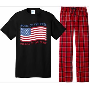 American Flag Home Of The Free Because Of The Brave Cute Gift Pajama Set