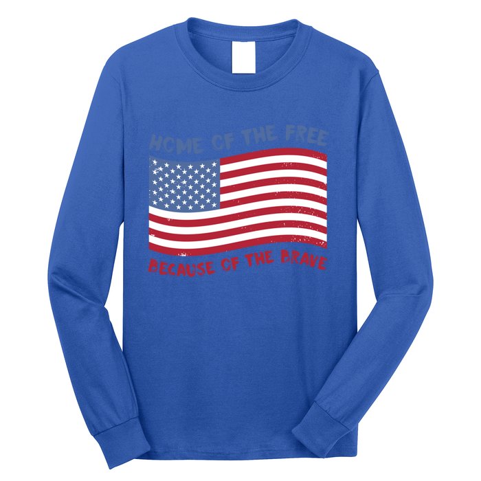 American Flag Home Of The Free Because Of The Brave Cute Gift Long Sleeve Shirt