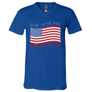 American Flag Home Of The Free Because Of The Brave Cute Gift V-Neck T-Shirt