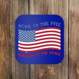 American Flag Home Of The Free Because Of The Brave Cute Gift Coaster