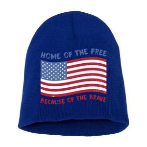 American Flag Home Of The Free Because Of The Brave Cute Gift Short Acrylic Beanie