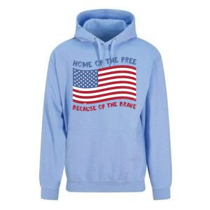 American Flag Home Of The Free Because Of The Brave Cute Gift Unisex Surf Hoodie