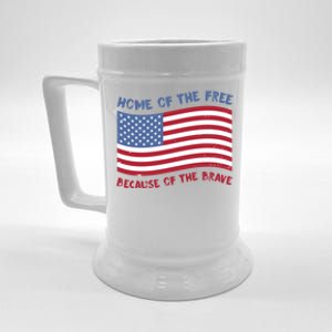 American Flag Home Of The Free Because Of The Brave Cute Gift Beer Stein