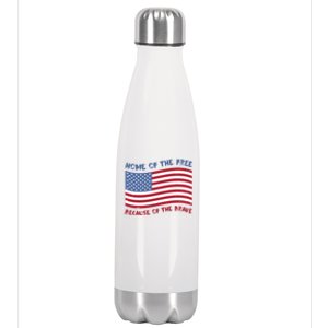 American Flag Home Of The Free Because Of The Brave Cute Gift Stainless Steel Insulated Water Bottle