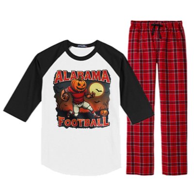 Alabama Football Halloween Pumpkin Player Spooky Alabama Raglan Sleeve Pajama Set