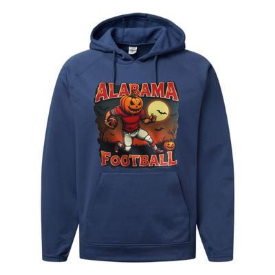 Alabama Football Halloween Pumpkin Player Spooky Alabama Performance Fleece Hoodie