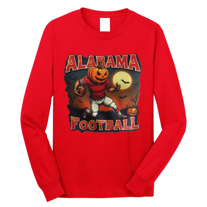 Alabama Football Halloween Pumpkin Player Spooky Alabama Long Sleeve Shirt