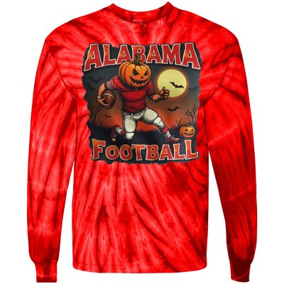 Alabama Football Halloween Pumpkin Player Spooky Alabama Tie-Dye Long Sleeve Shirt