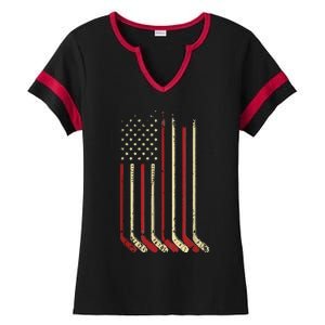 American Flag Hockey USA Patriotic Gift Ladies Halftime Notch Neck Tee