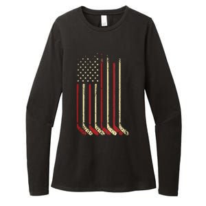 American Flag Hockey USA Patriotic Gift Womens CVC Long Sleeve Shirt