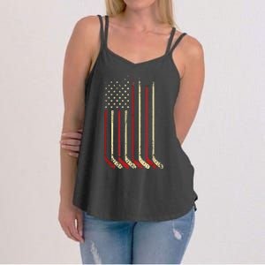 American Flag Hockey USA Patriotic Gift Women's Strappy Tank