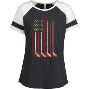 American Flag Hockey USA Patriotic Gift Enza Ladies Jersey Colorblock Tee