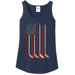 American Flag Hockey USA Patriotic Gift Ladies Essential Tank