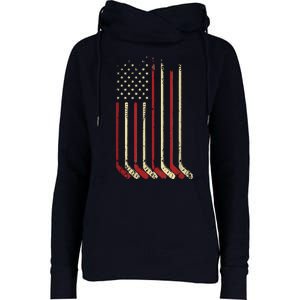 American Flag Hockey USA Patriotic Gift Womens Funnel Neck Pullover Hood