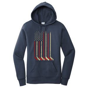 American Flag Hockey USA Patriotic Gift Women's Pullover Hoodie