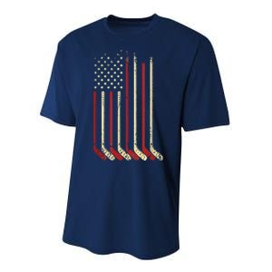 American Flag Hockey USA Patriotic Gift Performance Sprint T-Shirt