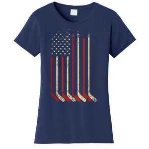 American Flag Hockey USA Patriotic Gift Women's T-Shirt