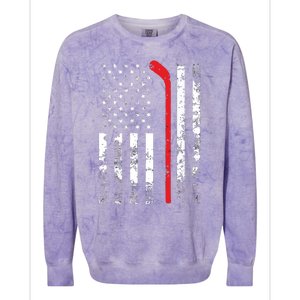 American Flag Hockey USA Patriotic Gift Colorblast Crewneck Sweatshirt