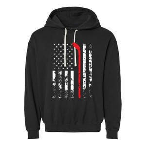 American Flag Hockey USA Patriotic Gift Garment-Dyed Fleece Hoodie