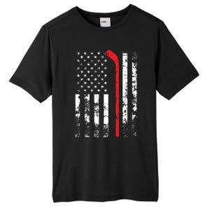 American Flag Hockey USA Patriotic Gift Tall Fusion ChromaSoft Performance T-Shirt