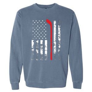 American Flag Hockey USA Patriotic Gift Garment-Dyed Sweatshirt