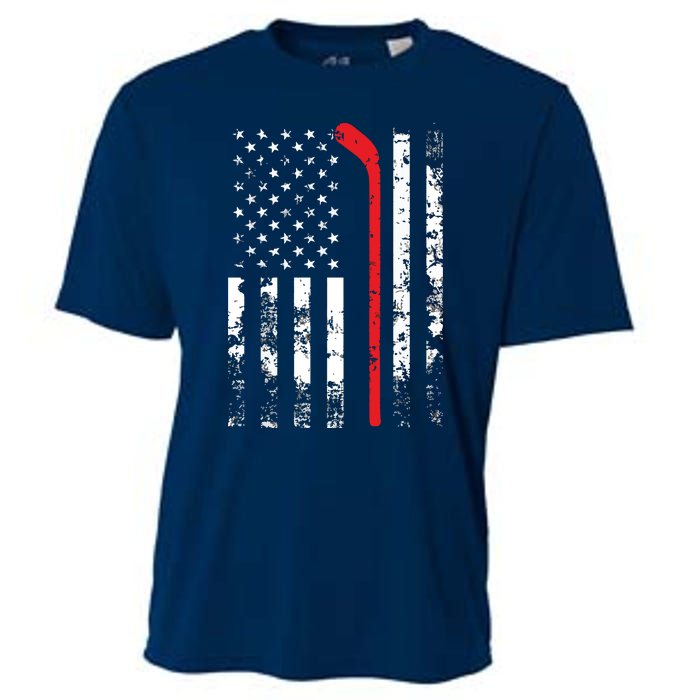 American Flag Hockey USA Patriotic Gift Cooling Performance Crew T-Shirt