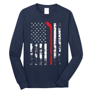 American Flag Hockey USA Patriotic Gift Long Sleeve Shirt